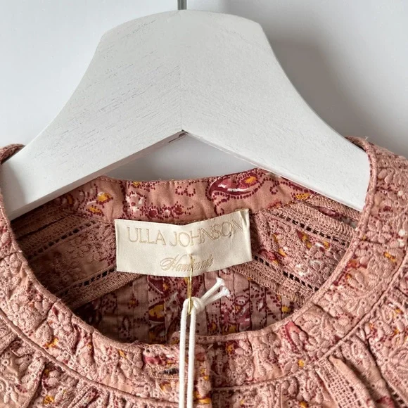nwt ulla johnson  brigitte paisley lace blouse in foxglove mauve, size 4 - Picture 7 of 11